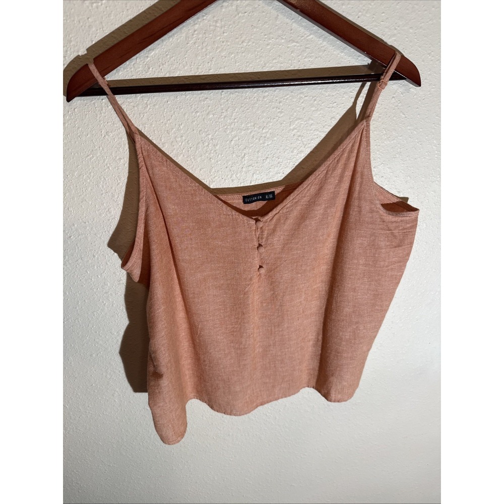 Cotton On Linen Blend Camisole Top XL Orange V Neck Adjustable Straps Coastal